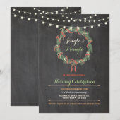 Invitation Fête de Noël Wreath Joyeux Jingle Mingle Invitatio (Devant / Derrière)