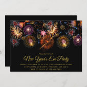 Invitation Fête de Nouvel An avec Feux d'Artifice (Devant / Derrière)