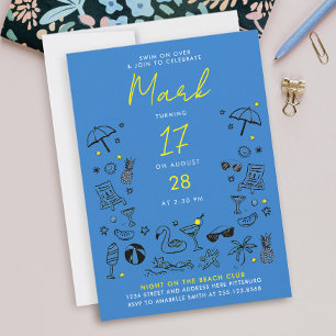 Invitation Fête de Nuit au Bassin Bleu Cocktail Gribouillage