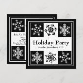 Invitation Fête de nuit d'hiver Élégants flocons de neige Noë (Devant / Derrière)