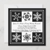 Invitation Fête de nuit d'hiver Élégants flocons de neige Noë (Dos)