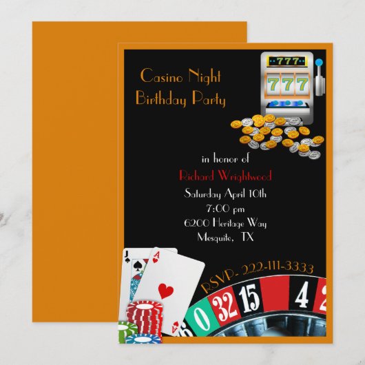 Invitation Fête de nuit du casino (Devant / Derrière)