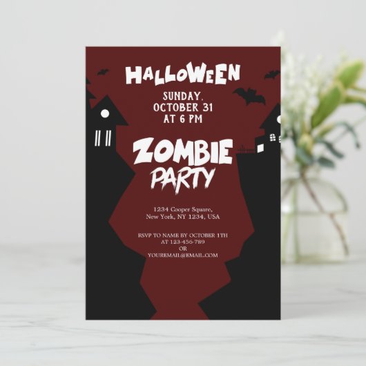 Invitation Fête de nuit Zombie, Fête d'Halloween Octobre (Debout devant)