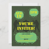 Invitation Fête de paintball vert armée (Devant)