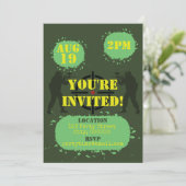 Invitation Fête de paintball vert armée (Debout devant)