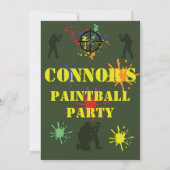 Invitation Fête de paintball vert de l'armée (Dos)