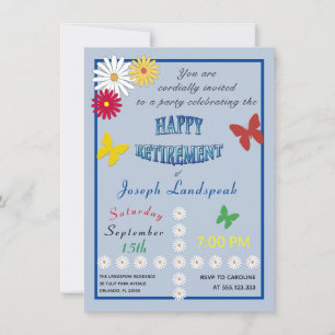 Invitation Fête de papillons & papillons pour une retraite he