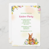 Invitation Fête de Pâques avec le Lapin de Pâques marron (Devant / Derrière)