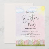 Invitation Fête de Pâques couleur aquarelle (Devant / Derrière)
