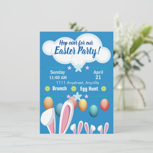 Invitation Fête de Pâques de Bunny (Debout devant)