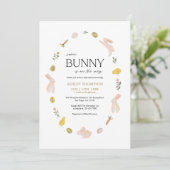 Invitation Fête de Pâques de printemps pour bébé Somebunny (Debout devant)