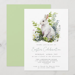 Invitation Fête de Pâques florale élégante à l'aquarelle