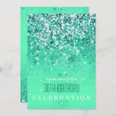 Invitation Fête de Parties scintillant Verte Aqua Moderne (Devant / Derrière)