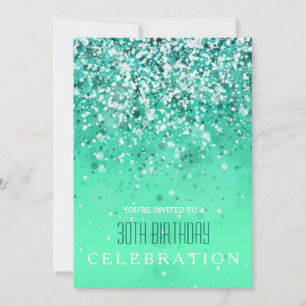 Invitation Fête de Parties scintillant Verte Aqua Moderne