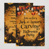 Invitation Fête de patch de citrouille effrayante d'Halloween (Devant / Derrière)