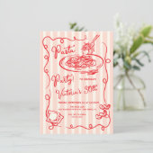 Invitation Fête de pâtes italiennes dessinée à la main Annive (Debout devant)