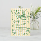 Invitation Fête de pâtes italiennes dessinée à la main Annive (Debout devant)