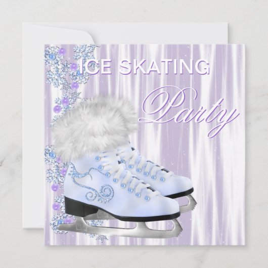 Invitation Fête de patinage sur glace (Devant)
