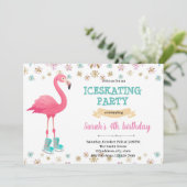 Invitation Fête de patinage sur glace flamingo d'hiver (Debout devant)