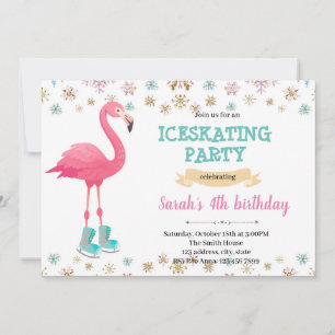 Invitation Fête de patinage sur glace flamingo d'hiver