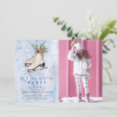 Invitation Fête de patinage sur glace Flocon de neige congelé (Debout devant)