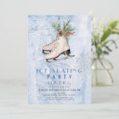 Invitation Fête de patinage sur glace Flocon de neige congelé (Debout devant)