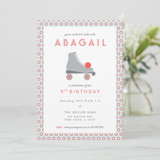 Invitation Fête de patins à roulettes (Debout devant)