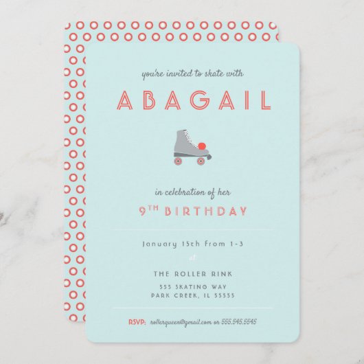 Invitation Fête de patins à roulettes (Devant / Derrière)