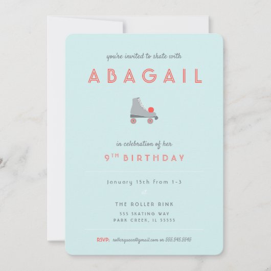 Invitation Fête de patins à roulettes (Devant)