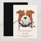 Invitation Fête de patte de chien chiot mignon (Devant / Derrière)