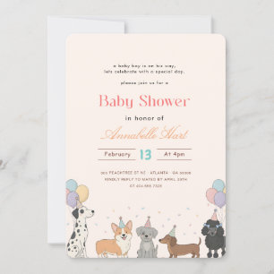 Invitation Fête de Patte de Compagnon à l'Aquarelle Bébé Chie