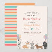 Invitation Fête de Patte de Compagnon à l'Aquarelle Bébé Chie (Devant / Derrière)