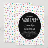 Invitation Fête de peinture à l'aquarelle points Première fêt (Devant / Derrière)
