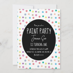 Invitation Fête de peinture à l'aquarelle points Première fêt