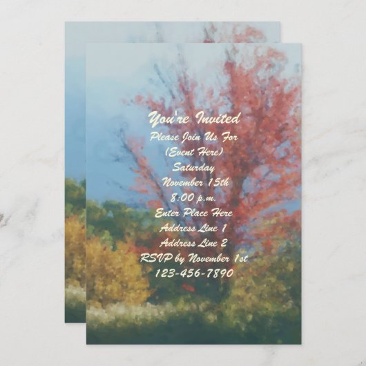 Invitation Fête de peinture d'arbres d'automne (Devant / Derrière)