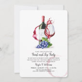 Invitation Fête de peinture et de dégustation de vin  (Devant)