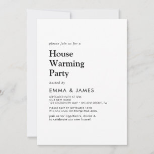 Invitation Fête de pendaison de crémaillère à la typographie