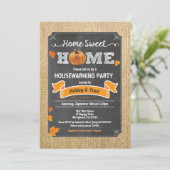 Invitation Fête de pendaison de crémaillère automnale en bois (Debout devant)