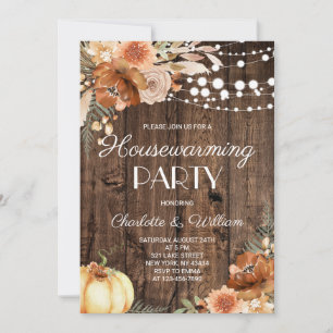 Invitation Fête de pendaison de crémaillère automnale fleurie