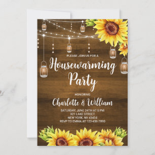 Invitation Fête de pendaison de crémaillère aux tournesols en