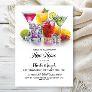Invitation Fête de pendaison de crémaillère avec cocktail
