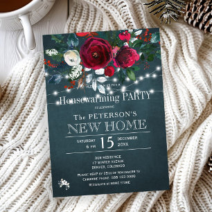 Invitation Fête de pendaison de crémaillère de Noël élégante 