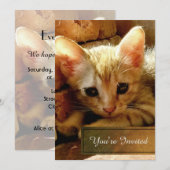 Invitation Fête de Petit Chat Mignon (Devant / Derrière)