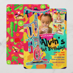Invitation Fête de photo d'anniversaire UNO 1ère fête de pein