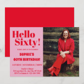 Invitation Fête de photo de 60e anniversaire avec typographie (Devant / Derrière)