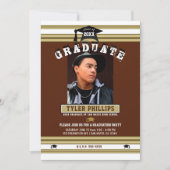 Invitation Fête de photo de remise des diplômes Marron Blanc  (Devant)