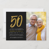 Invitation fête de photo dorée du 50e anniversaire (Devant)