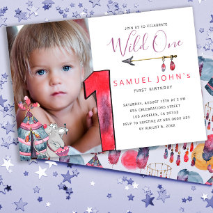 Invitation Fête de photo tribale pour le premier anniversaire