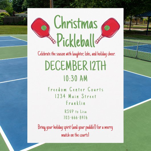 Invitation Fête de Pickleball de Noël Festive Match de vacanc