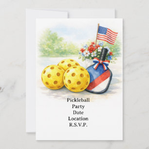 Invitation Fête de Pickleball du 4 juillet jour de l'indépend